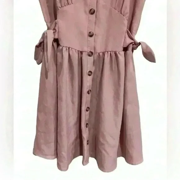 Zara Denim Dress Button Down Dusty Pink Side Tie
Mini Dress Flirty - Picture 5 of 10